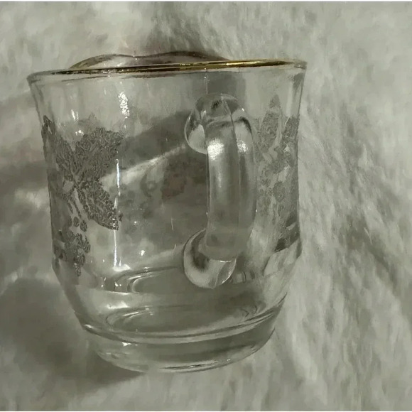 Vintage Creamer Etched Glass Gold Trimmed 70’s 80’s MCM - Picture 4 of 11